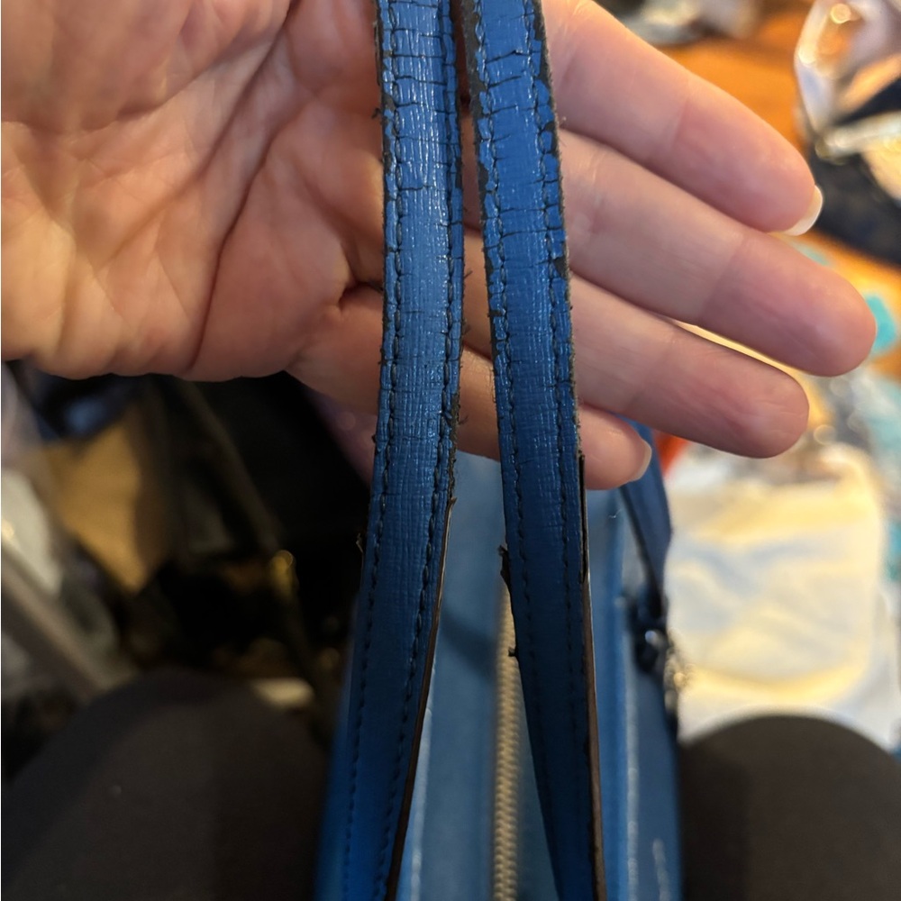 Coach 2013 (23578) City Tote Blue Saffiano Leather Medium Zip Top Tote in VGUC - Picture 12 of 15